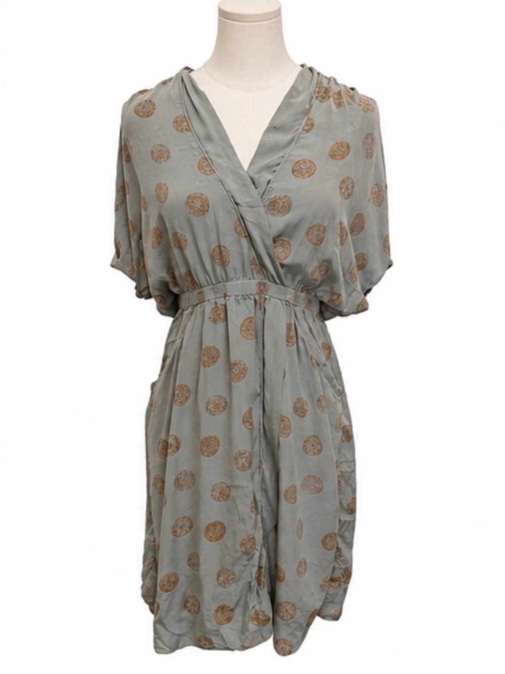 Wilfred 100% Silk Kimono Draped Medallion Print Dress Size Small